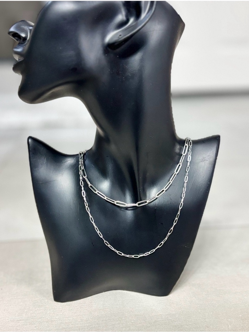 Silver Double Layer Paperclip Chain Necklace